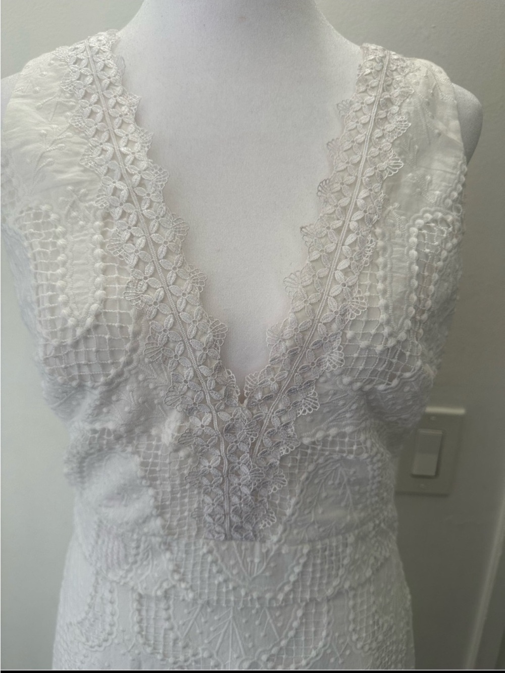 Marciano by Guess White Lace High-Low Maxi Dress NWT -100% Cotton - Picture 5 of 10